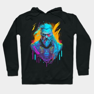 Neon Cyberpunk Viking - V1.10 Hoodie